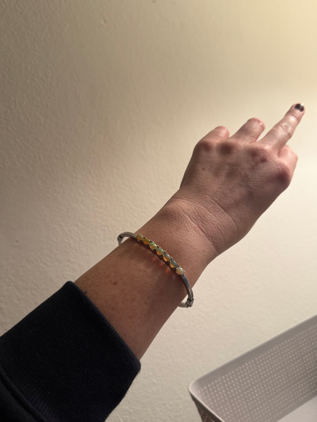 Opal Sterling Silver Bangle Bracelet