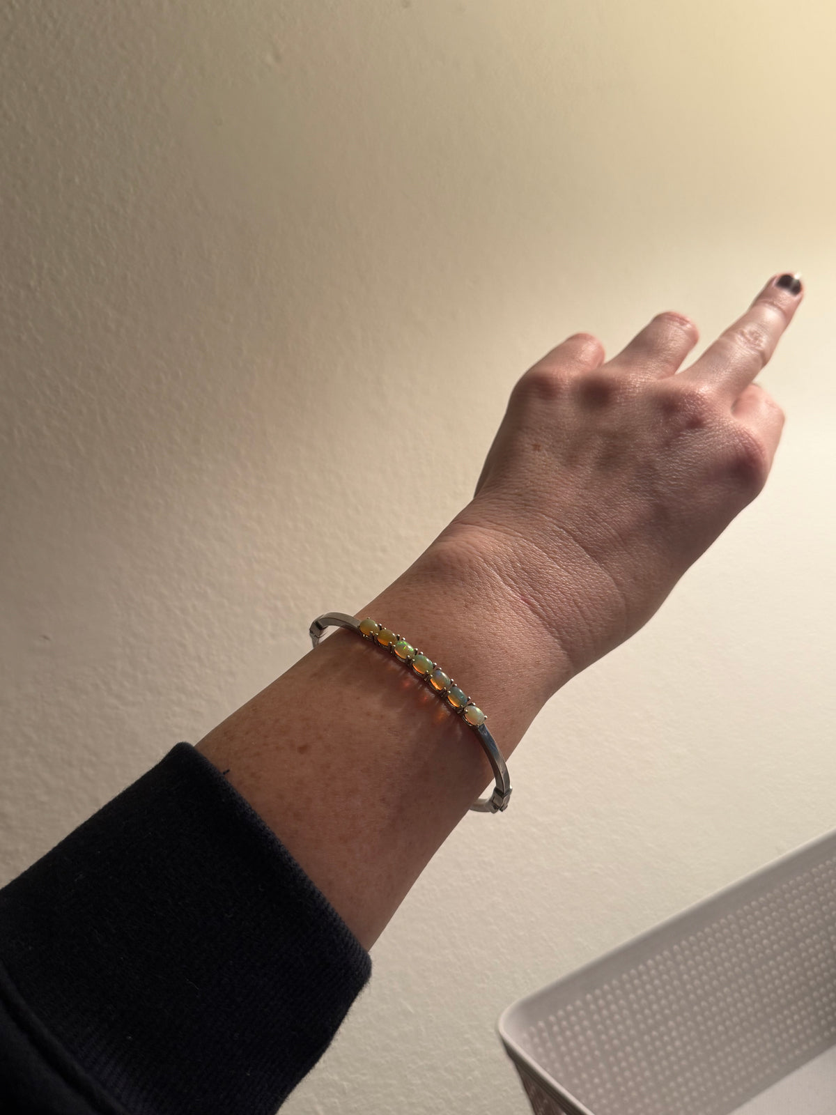 Opal Sterling Silver Bangle Bracelet