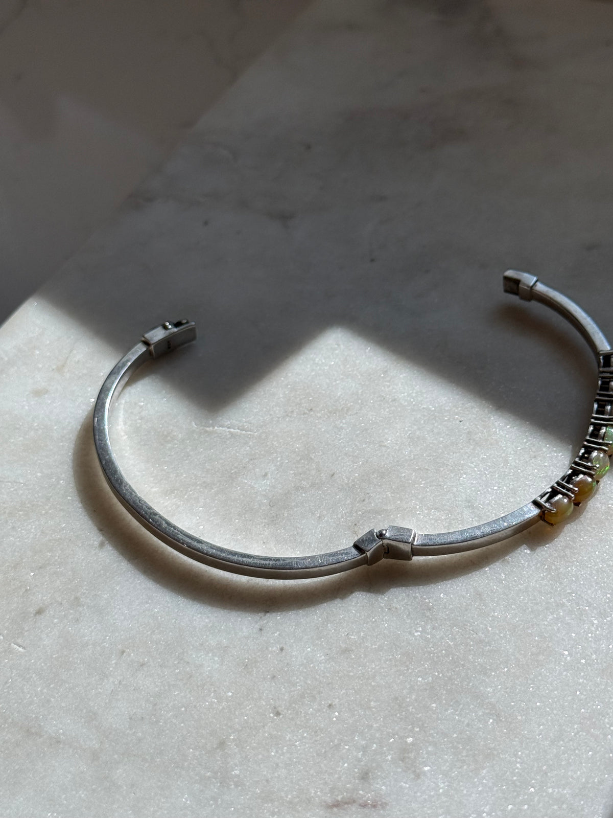 Opal Sterling Silver Bangle Bracelet