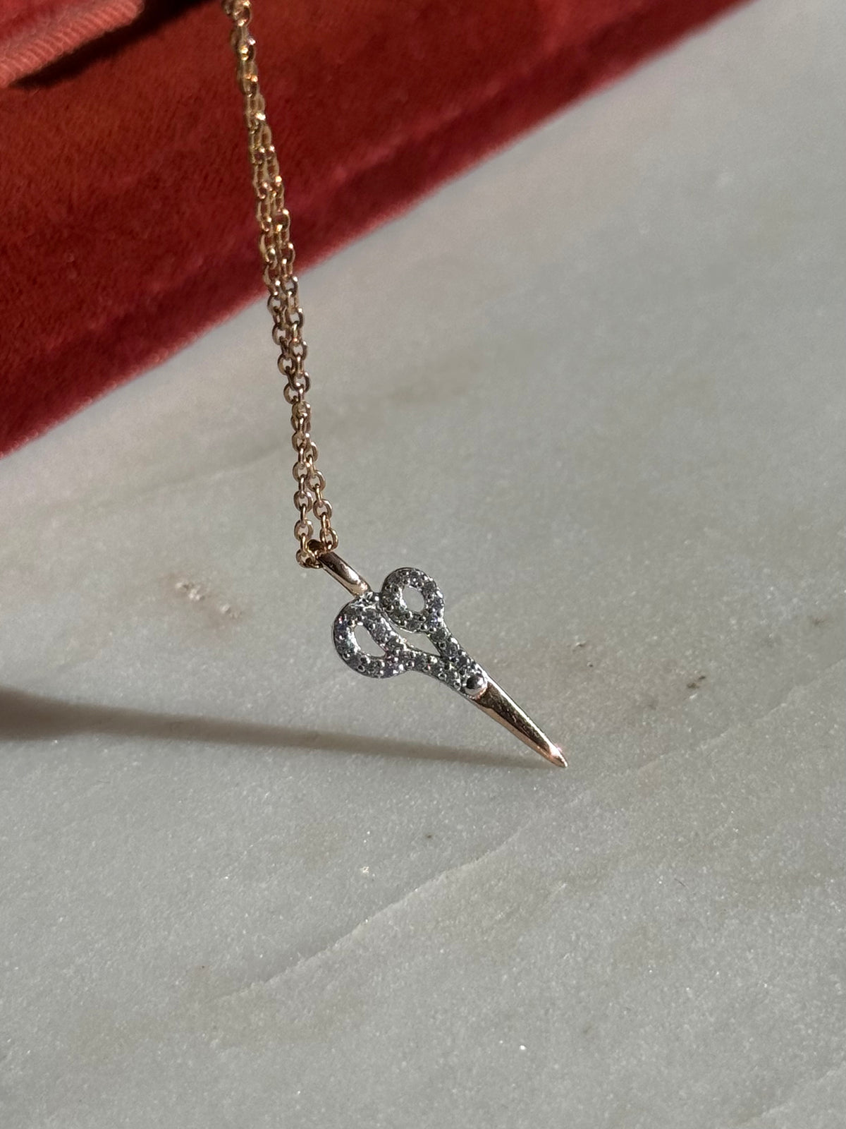 Mini Scissors Gold Vermeil Necklace 18”