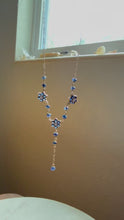 Load and play video in Gallery viewer, Blue Sapphire &amp; Diamond 10k Gold Flower Necklace 17”
