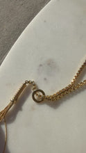 Load and play video in Gallery viewer, Italian 18k Yellow Gold Box Link Double Chain Lariat Tassel Necklace 20”

